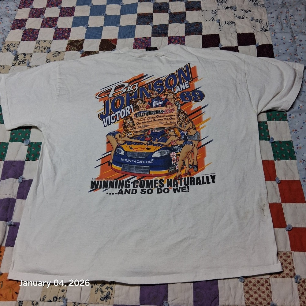 Vintage‎ Big Johnson Adult Theme Funny Comic T Shirt SZ XL White Victory Winning